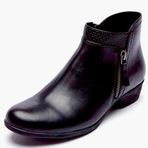 Rockport Black Ankle Booties with Side Zipper and Low Heel